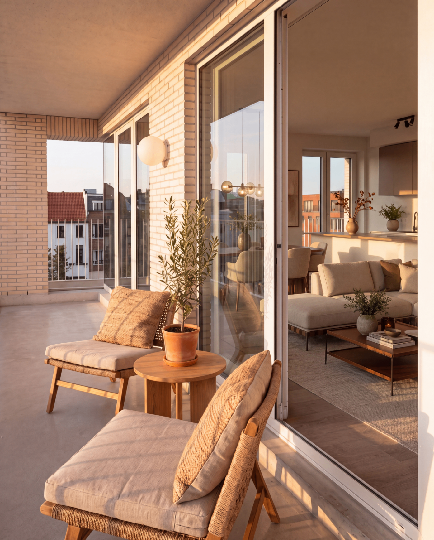 Balkon bij zonsondergang