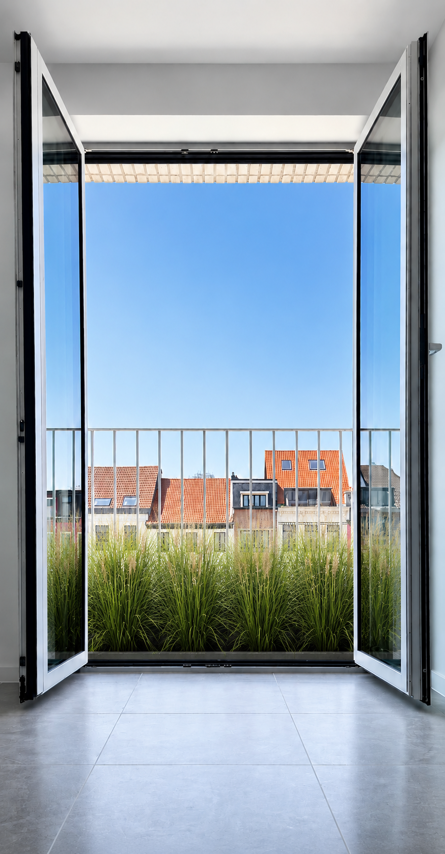 Openslaande deuren naar zonnig balkon