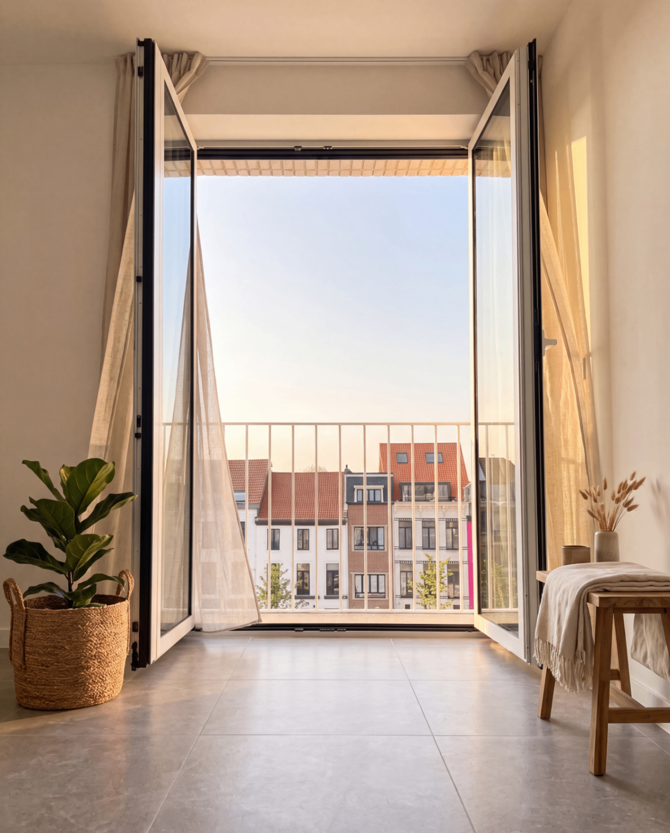 Openslaande deuren naar het balkon
